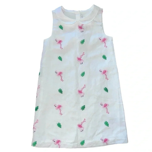 Janie and Jack Other - Janie and Jack Embroidered Flamingo Dress , White, Size 8